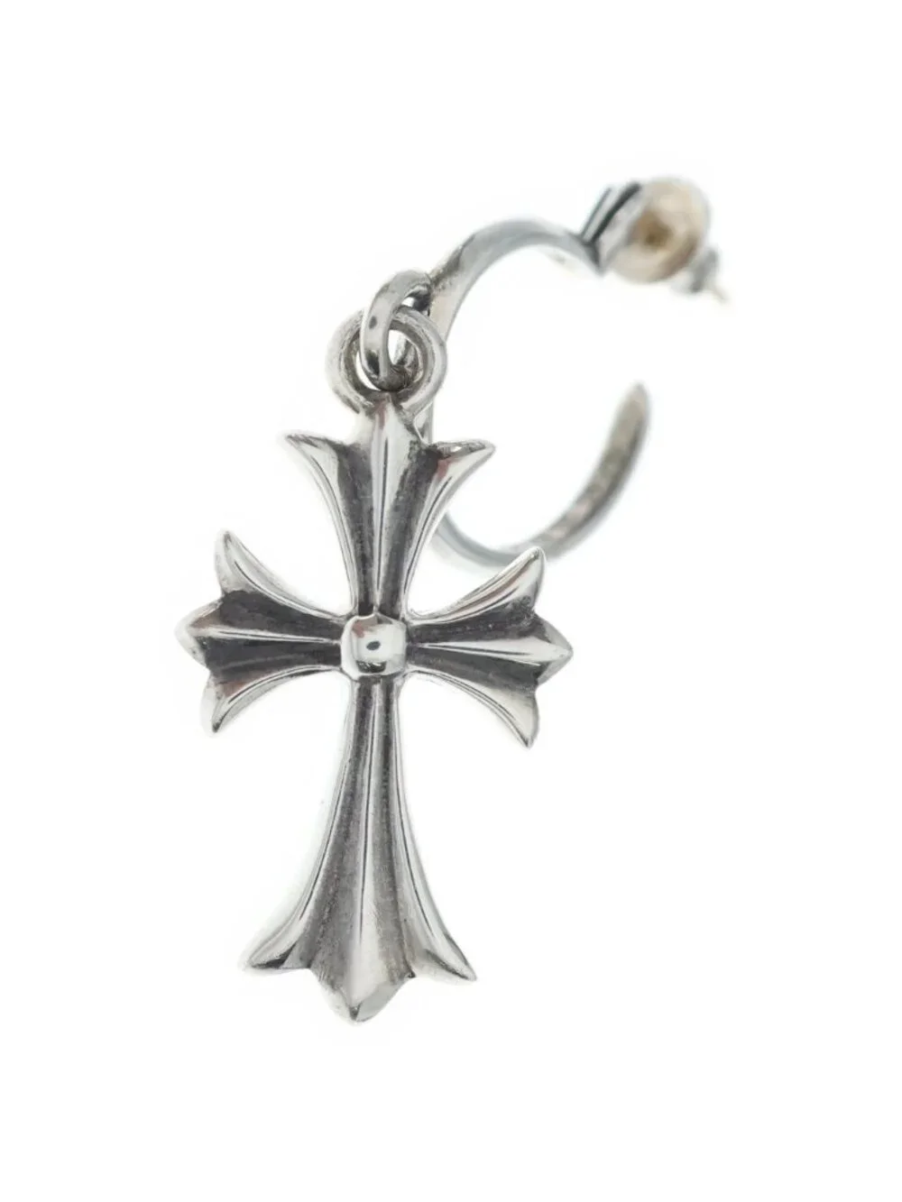 Chrome Hearts Tiny CH Cross Hoop Earrings Silver